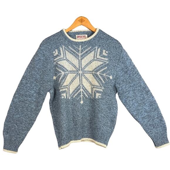 Y2K Vintage American Eagle Wool Blend Sweater Winter Snowflake  Size L Winter - Picture 1 of 7